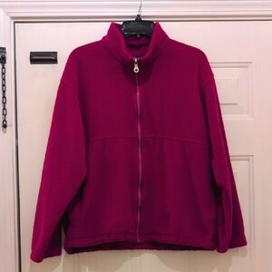 Pink Land's End Polartec Fleece Zip Front Jacket, L Petite (14-16)